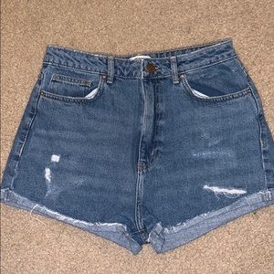Lightly distressed jean shorts